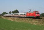 101 121 mit IC 2193  Wattenmeer  (Westerland [Sylt]–Gttingen) am 04.09.2014 zwischen Bad Bevensen und Uelzen