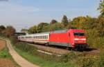 101 010-7 mit dem EC 115 (Münster(Westf)Hbf-München Hbf) bei Ellental 12.10.15