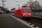 EC nach Zürich bei der Durchfahrt in Brühl, den Zugdienst übernahm an dem Samstag die 101 011-5. 23.1.2016