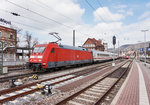 Nachschuss vom EC 390 (Linz Hbf - Salzburg Hbf - Frankfurt (Main) Hbf) mit der 101 065-1 am Zugschluss.
