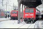 101 141-0 mit 101 037-0 als gestrandeter IC trifft auf 146 028 der Elbe-Saale-Bahn (DB Regio Südost) als verspäteter RE 16326 (RE30) von Halle(Saale)Hbf nach Magdeburg Hbf in