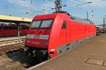 Am Nachmittag des 23.08.2013, stand die noch fast frisch Lackierte 101 058-6 auf einem Abstellgleis des Badischen Bahnhofes von Basel und wartet auf ihrern neuen Einsatz.