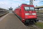 Am Mittag des 21.03.2014 stand die komplett verdreckte 101 023-0 auf Gleis 98 in Basel Bad Bf und wartet auf ihren nächsten Einsatz.