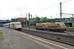 DB Fernverkehr 101 071-9 Zeit für Gold trifft am 16.07.19 in Hamburg Harburg auf HSL 185 597-2 