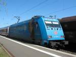 101 016-4 fast so blau wie der Himmel ber ihr. Aufgenommen im Bahnhof Uelzen am 06.05.2008, ein Tag mit Sonnenbrand-Garantie!