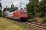 101 047-9  150 Jahre Feuerwehr  mit IC nach berquerung des Mittellandkanals bei Peine am 15.07.2009