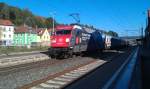 101 083 schiebt am 30.09.2012 den IC 2208 durch Kronach.