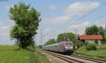 EC 114 (Klagenfurt Hbf-Dortmund Hbf) mit Schublok 101 110-5  Eintracht Frankfurt  an der ex Bk Hilperting 18.5.13