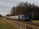 Die 101 025 mit einem IC am 15.02.2014 unterwegs bei Vogl.