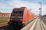 Hier 101 134-5 mit IC2355 von Frankfurt(Main) Flughafen Fernbahnhof nach Ostseebad Binz, dieser Zug stand am 17.5.2014 in Angermünde. 