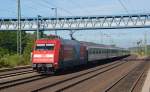 Mit dem EN 490 aus Wien fuhr 101 029 am 03.07.14 durch Buchholz(Nordheide) über den Güterring nach Maschen seinem Ziel Hamburg-Altona entgegen.