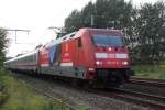 101118 mit Glacier Express Werbung zog am 5.9.2014 um 17.55 Uhr in Westerkappeln - Velpe den IC 149 von Bad Bentheim kommend in Richtung Hannover.