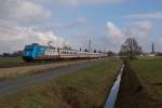 101 071  Märklin  mit dem EC 114 am 27. November 2015 bei Übersee.