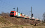 101 099 schob am 17.03.16 einen IC von Leipzig kommend durch Gräfenhainichen Richtung Berlin.