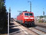 BR 120 109-4 stand am 27.04.07 mit einem InterCity von Nrnberg HBF nach Karlsruhe HBF auf Gleis 2 des Aalener Bahnhofs.