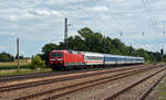 120 102 führte am 05.08.17 den EC 174, welchen sie in Dresden übernommen hatte, durch Weißig (b. Riesa) Richtung Berlin.