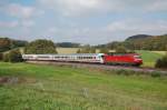 120 120-1 war am 06.10.07 Steuerwagenersatz am IC 2068 von Nrnberg HBF nach Karlsruhe HBF, hier bei Aalen-Essingen aufgenommen.