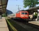 IC/RE Hamburg-Altona->Berchtesgaden enters to Bad Reichenhall station. July 2003