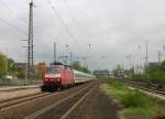 120 142-5 mit einem IC in Recklinghausen Hbf am 02.05.2008 Die Lok besitzt noch die Orientrote Farbgebung die 1987 erschien