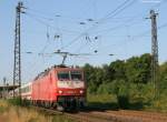 120 142-5 und 101 064-4 mit dem IC 2395 nach Mnchen in Grosachsen-Hedesheim 24.7.08