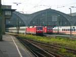 120 102 beschleunigt ihren Ersatz-IC nach Frankfurt(M) Hbf aus dem Hbf Leipzig. Der Zug bestand nur aus SBB-Wagen.