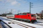 120 143 am 25.02.09 aus dem Bw Mnchen-Pasing im Bf Pasing