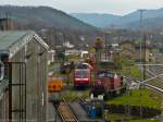 Nach einer technischen Strung an einem Ersatz-IC steht die 120 130-0 sicher im Bw Saalfeld. (13.11.2009)