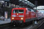 Baureihe 120 am Kopf des rsx  Rhein-Sieg-Express  in Aachen Hbf.