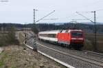 Nachschuss. Hier 120 126-8 am Zugende des IC 2567. Aufgenommen am 16.03.2013 bei Eutingen (Gu).