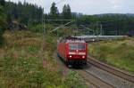 120 157 zieht am 13.09.2013 den IC 2207 bei Steinbach am Wald gen Kronach.