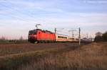 120 106-0 mit dem IC 2810 fr ICE 1510 von Leipzig Hbf nach Hamburg-Altona in Vietznitz und die 120 111-0 hatte den Zug nach geschoben. 31.10.2013