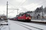 120 157 mit PF 2772 am 07.12.2013 in Kronach auf dem Weg nach Kronach.