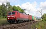 Und hier nochmal in voller  Pracht : 120 159-9 mit Containerzug in Fahrtrichtung Süden. Aufgenommen am 30.07.2013 bei Wehretal-Reichensachsen.