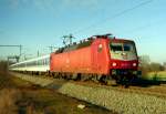 120 147 mit IR 2183 (Fredericia–Hannover) am 10.01.1999 in Ashausen