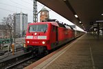 120 156-5 am 21.03.2015 kurz nach ihrer Ankuft mit einem Leerreisezug (Hamburg Langenfeld - Basel Bad Bf) im Endbahnhof in Basel.