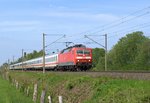 DB Fernverkehr 120 145 mit IC 2213 Ostseebad Binz - Stuttgart Hbf (Hüde, 10.05.16).