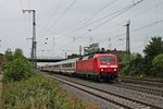 Durchfahrt von 120 119-3 am 10.06.2015 mit einem Leerzug in Müllheim (Baden) gen Basel.