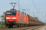 145 031 und 145 020 mit Gterzug bei der Ausfahrt aus dem Bf. Ludwigslust Richtung Hamburg. 08.05.2007