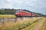 145 037-8 ist am 11.07.2018 mit einen Schiebewandzug in Richtung Würzburg unterwegs,gesehen bei Dörfle.