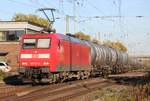 145 001-4 am 05.10.2018 mit Kesselzug in Hannover-Misburg.