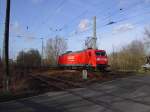 145 002-2 am 23.02.2008 bei der Ausfahrt aus dem bahnhof Guben in Ri.