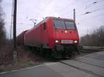 145 050-1 am 06.03.2008 bei der Einfahrt in Bahnhof Guben