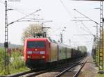 Mein erstes 145er Bild:145 015-4 mit einem gemischtem GZ gen Offenburg bei der Durchfahrt Friesenheim(Baden) 2.5.08