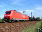 145 015-4 mit einem Rhrenzug unterwegs nach Mukran. kurz vor Stralsund am 16.05.08 