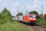 145 069-1 mit Containerzug in Hannover Limmer am 02.06.09