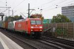 145 008 mit 182 004 mit Boxxen in Hannover Linden mit Fahrtrichtung Seelze, Andersrum whr mir die Lokstellung lieber gewesen.