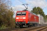 145 023 mit einem LKW Zug in Hannover Limmer