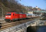 145 022-0 befrdert am 06.02.05 den IC2152 nach Nrnberg bei Freital.