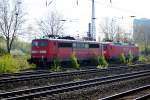 151 062-7 und 145 014-4 bei der Vorbeifahrt an Oberhausen Osterfeld-Süd am 23.04.2010