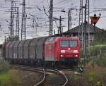 145 055 kommt am Nachmittag des 28.09.2010 mit einem TEC von Mukran Richtung Greifswald, hier am Abzwg Stralsund Srg